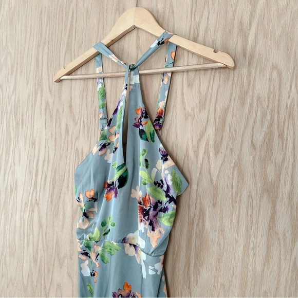 ASTR Sandrine Floral Halter Dress in Sage Orange Floral - Picture 10 of 16
